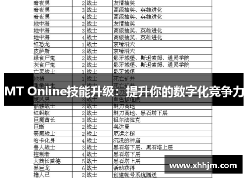 MT Online技能升级：提升你的数字化竞争力